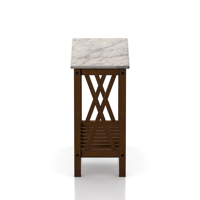 Joya Farmhouse 12-inch Faux Marble 1-Shelf Side Table by Furniture of America