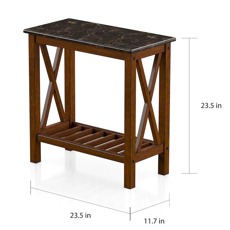Joya Farmhouse 12-inch Faux Marble 1-Shelf Side Table by Furniture of America