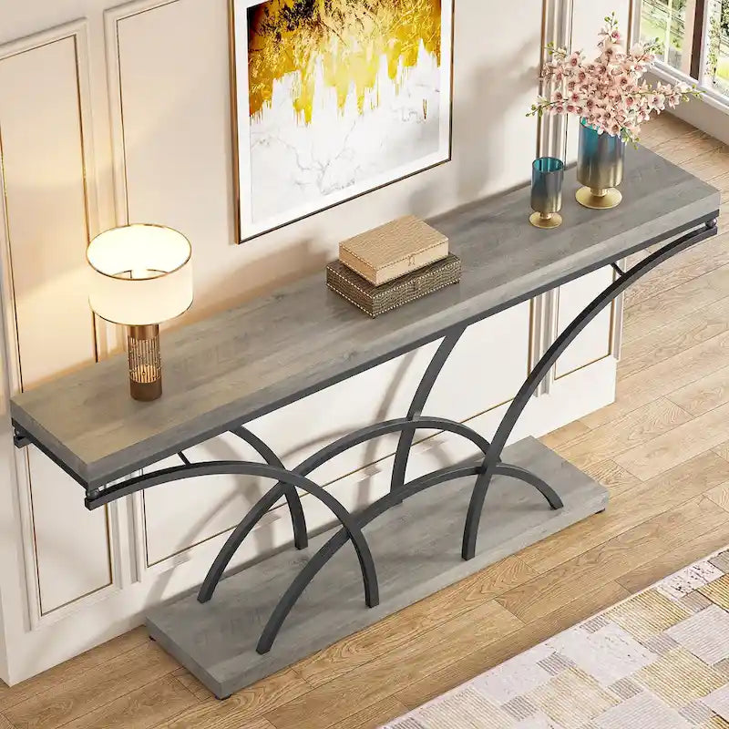 70.9 Inch Long Console Table for Entryway,Gold Sofa Table with White Faux Marble Tabletop