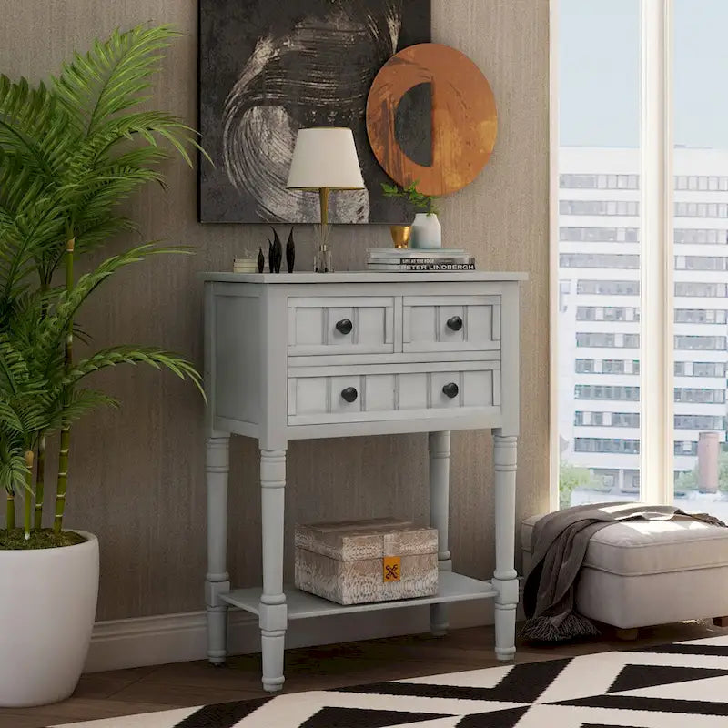 Nestfair Narrow Console Table with 3 Drawers and Shelf