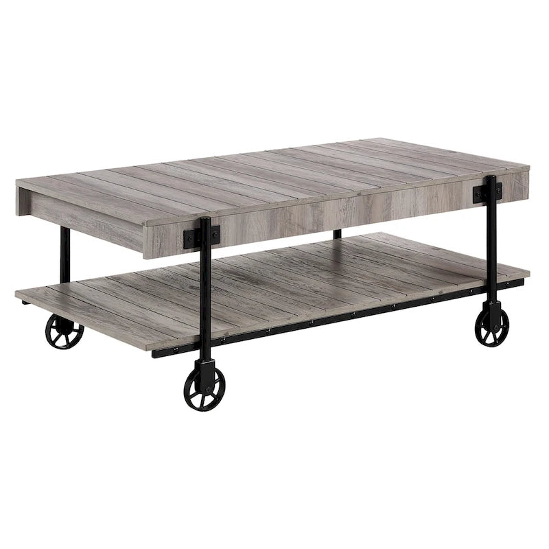 Tavolino da caffè Hyssop Farmhouse Steel 2 pezzi con ripiano di Furniture of America