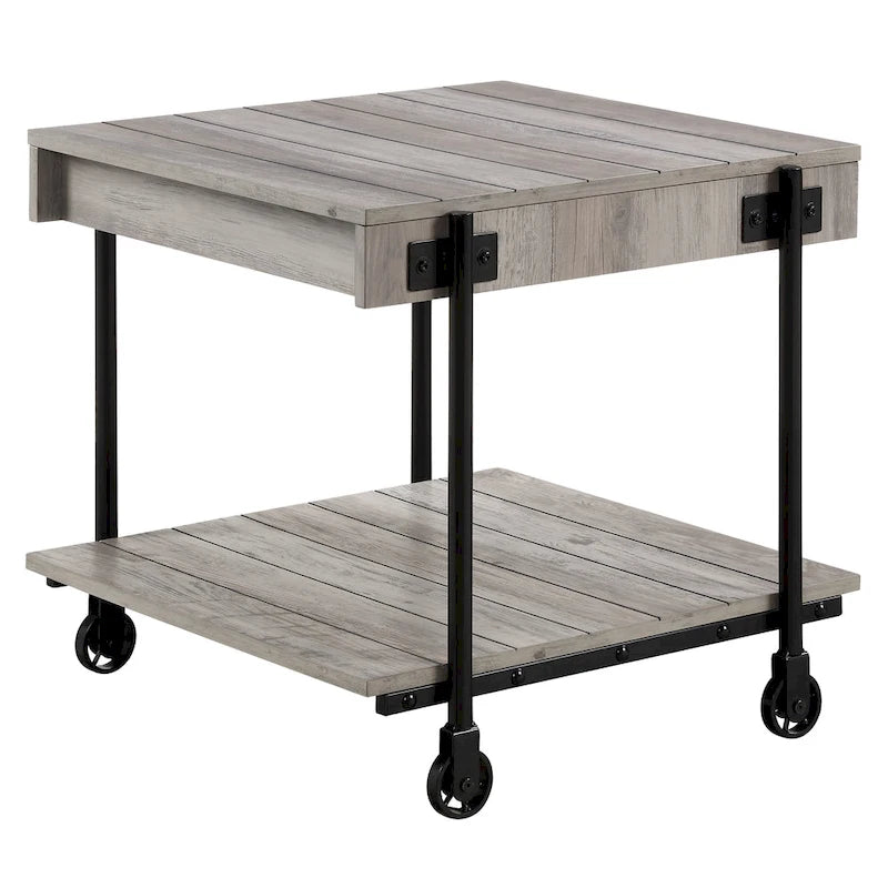 Tavolino da caffè Hyssop Farmhouse Steel 2 pezzi con ripiano di Furniture of America