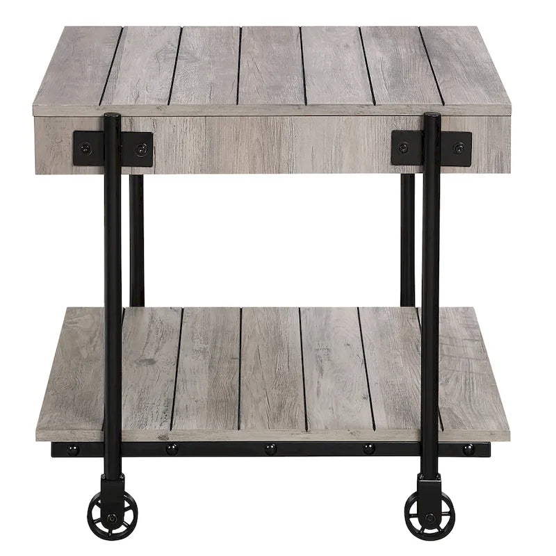 Tavolino da caffè Hyssop Farmhouse Steel 2 pezzi con ripiano di Furniture of America