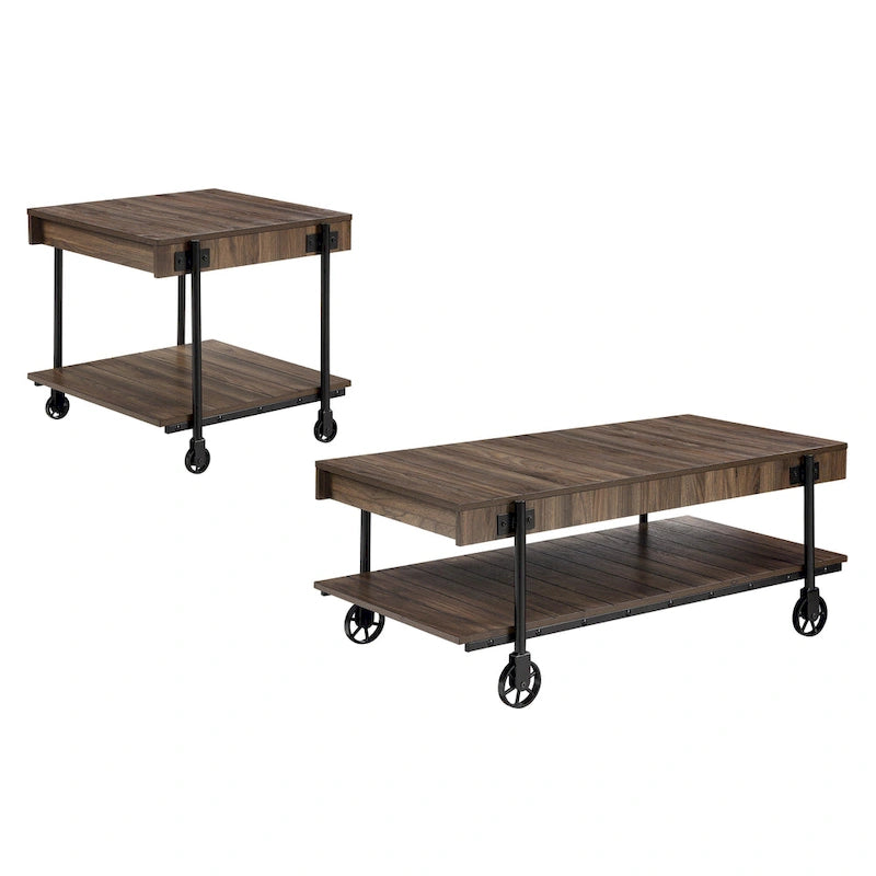 Tavolino da caffè Hyssop Farmhouse Steel 2 pezzi con ripiano di Furniture of America