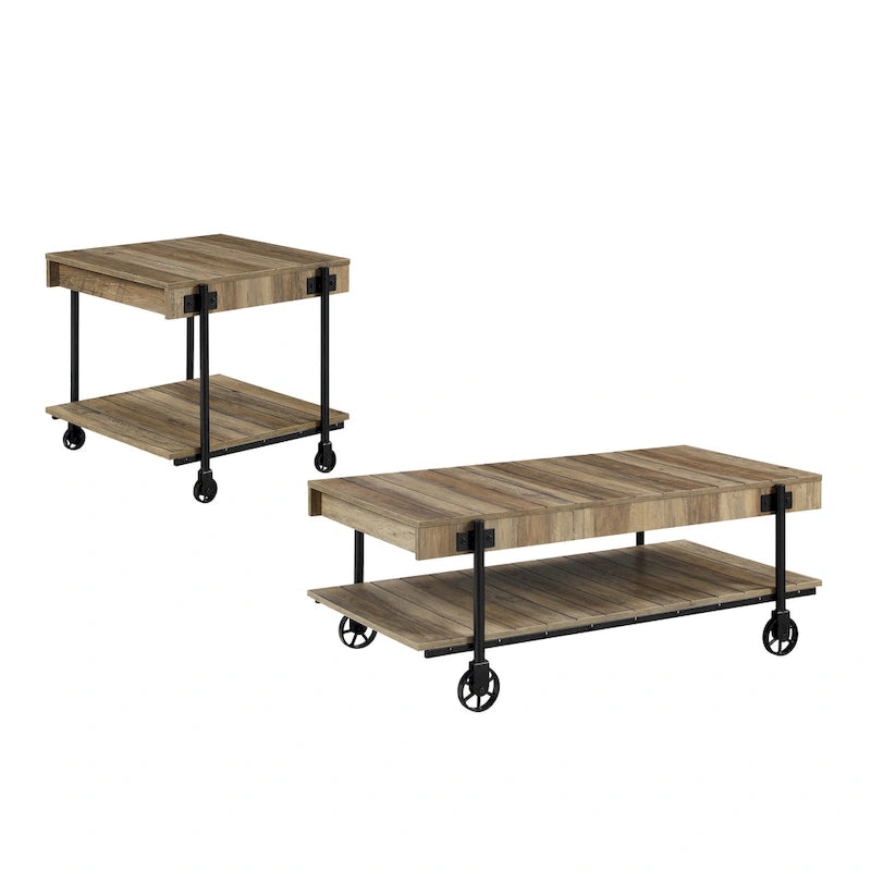 Tavolino da caffè Hyssop Farmhouse Steel 2 pezzi con ripiano di Furniture of America