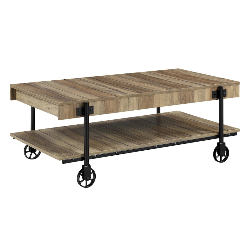 Tavolino da caffè Hyssop Farmhouse Steel 2 pezzi con ripiano di Furniture of America