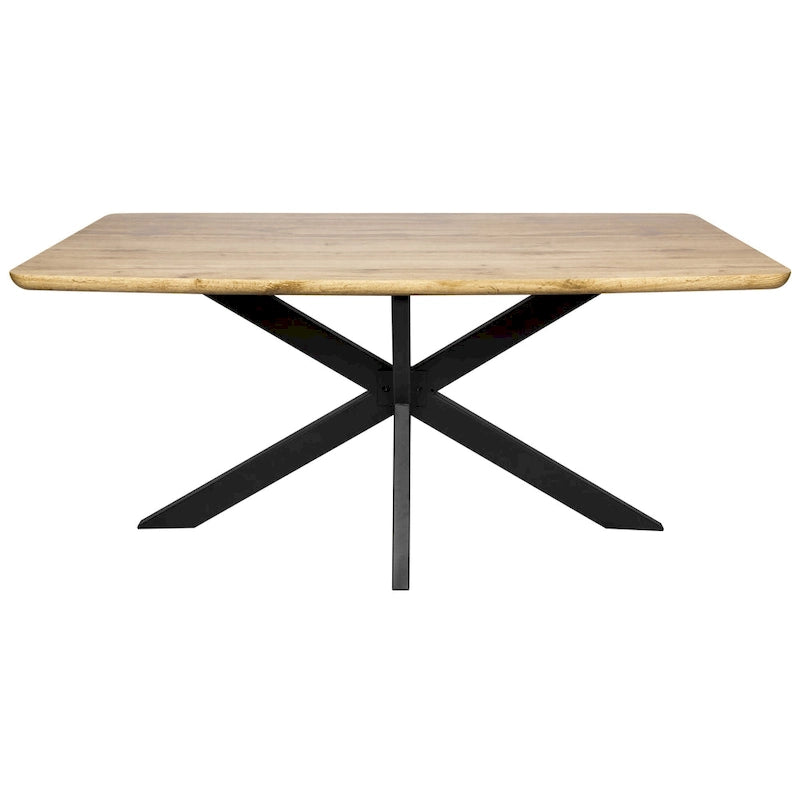 63 Rectangular Dining Table with MDF Tabletop & X-Cross Geometric Metal Base for Home Kitchen Dining Room