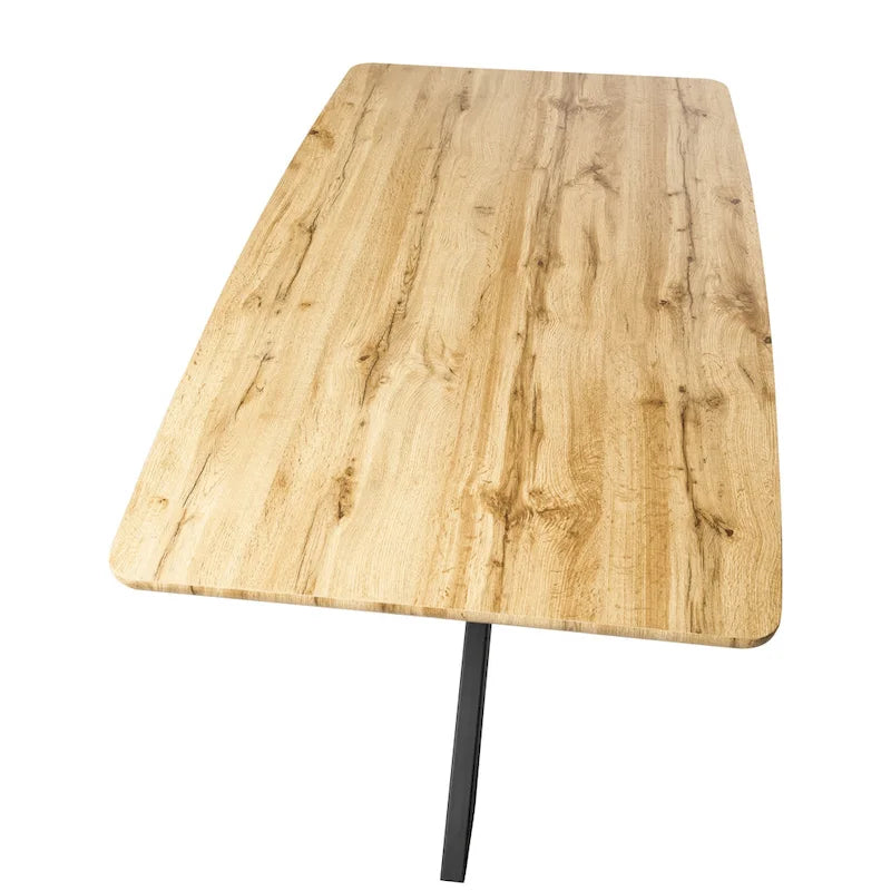 63 Rectangular Dining Table with MDF Tabletop & X-Cross Geometric Metal Base for Home Kitchen Dining Room