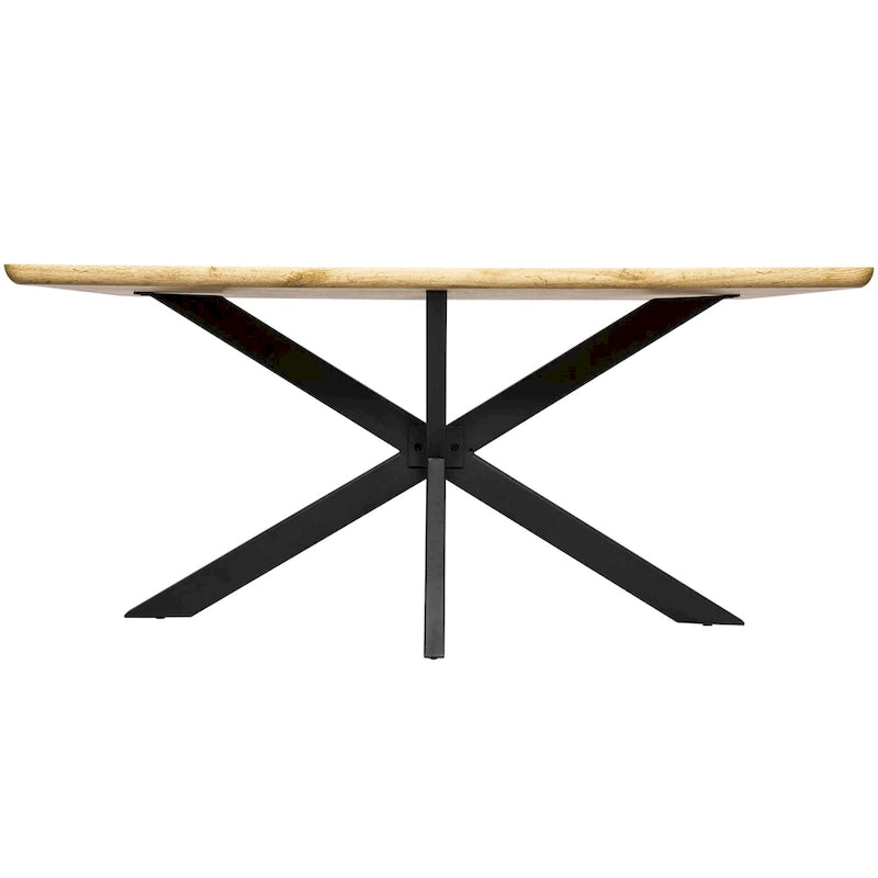 63 Rectangular Dining Table with MDF Tabletop & X-Cross Geometric Metal Base for Home Kitchen Dining Room