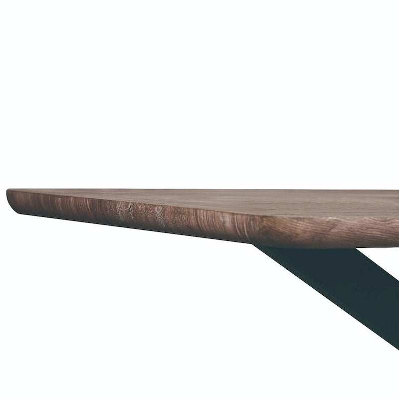 63 Rectangular Dining Table with MDF Tabletop & X-Cross Geometric Metal Base for Home Kitchen Dining Room