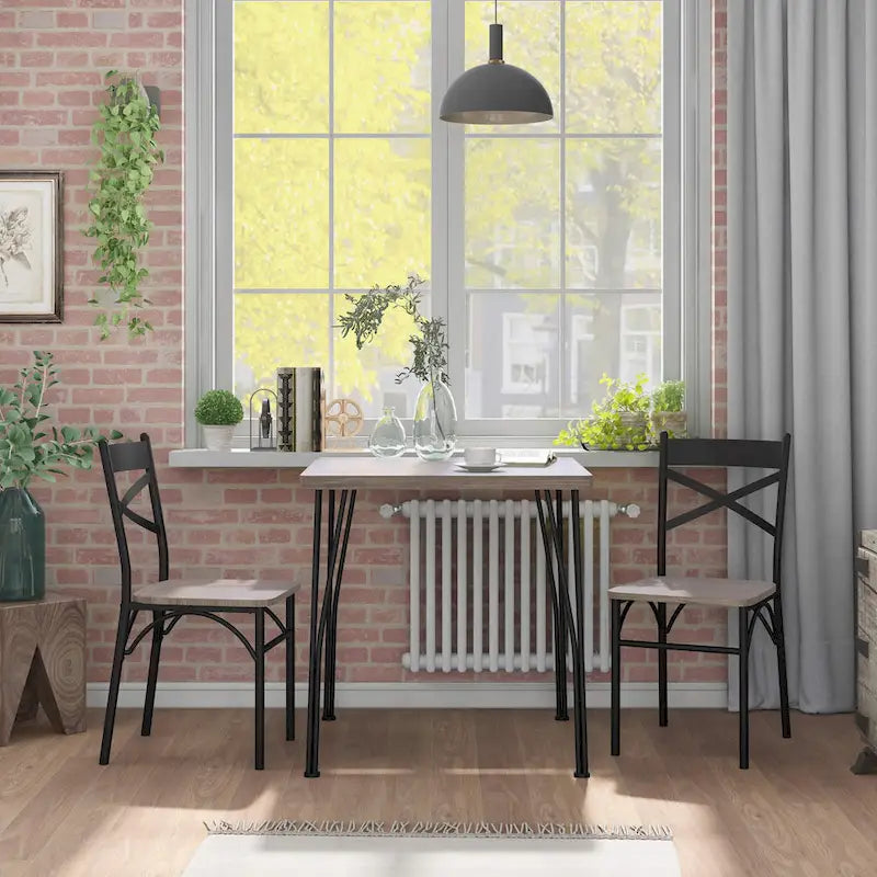 Zath Industrial Metal Compact 3-Piece Square Dining Table Set by Furniture of America