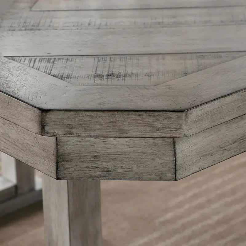 Tavolo da pranzo Bura Grey Diamond Wood Top da 60 pollici di Furniture of America