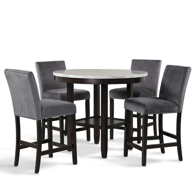 New Classic Furniture Reginald 5-Piece Round Counter Set