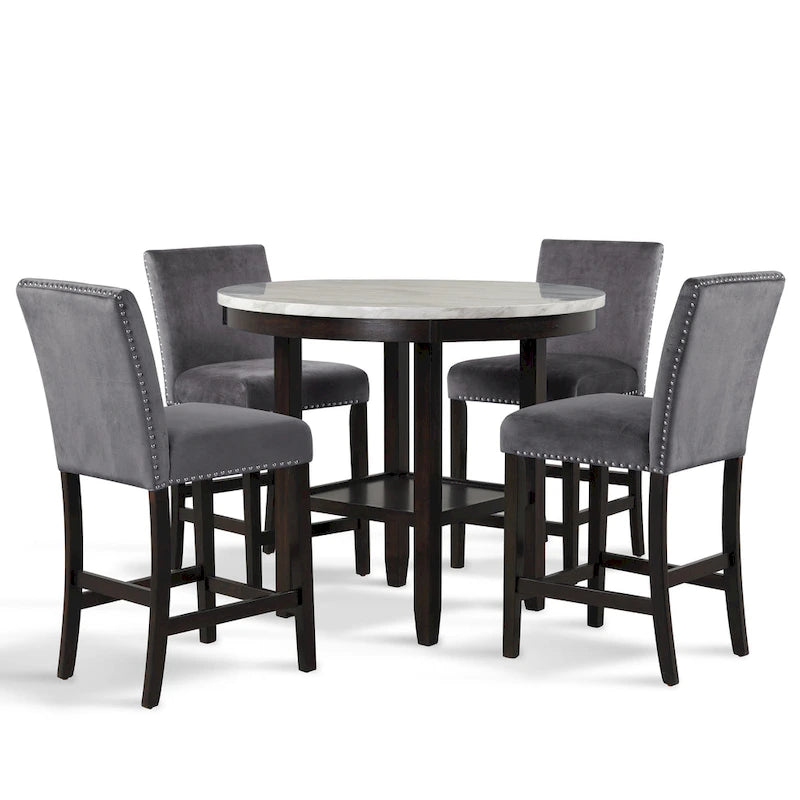 New Classic Furniture Reginald 5-Piece Round Counter Set