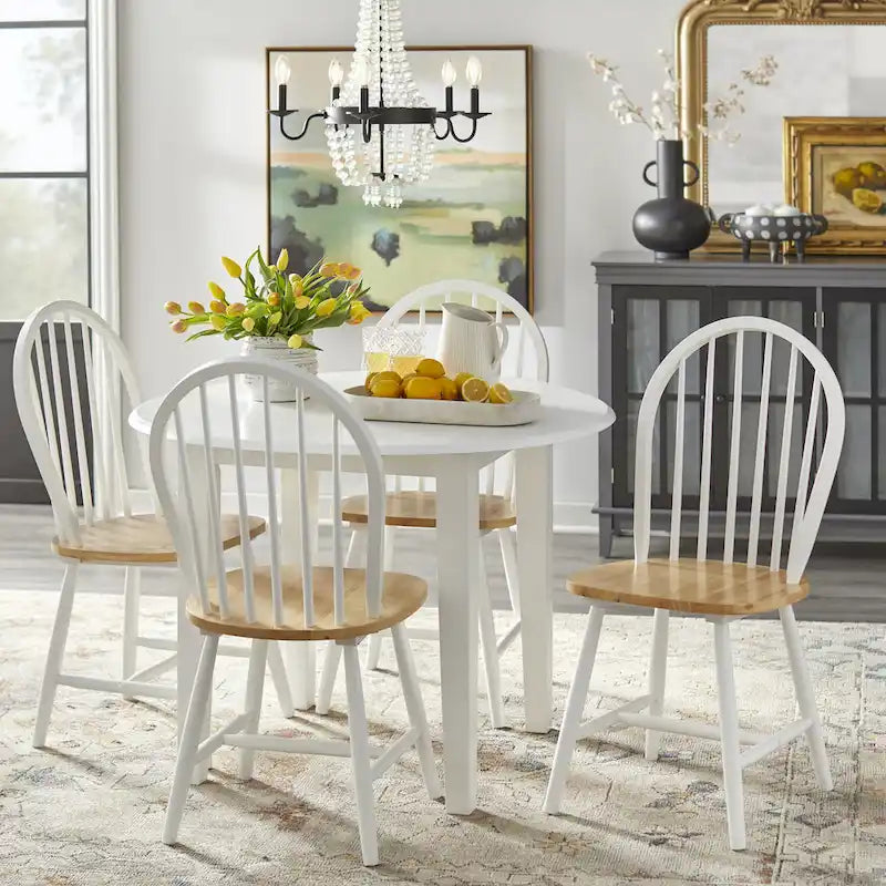 Set da pranzo da 5 pezzi Rollo in legno massello con ante a ribalta Simple Living