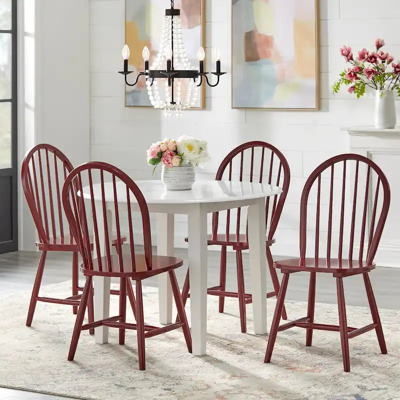 Set da pranzo da 5 pezzi Rollo in legno massello con ante a ribalta Simple Living