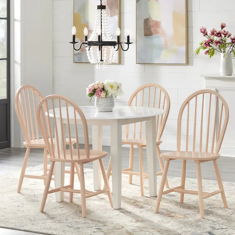 Set da pranzo da 5 pezzi Rollo in legno massello con ante a ribalta Simple Living