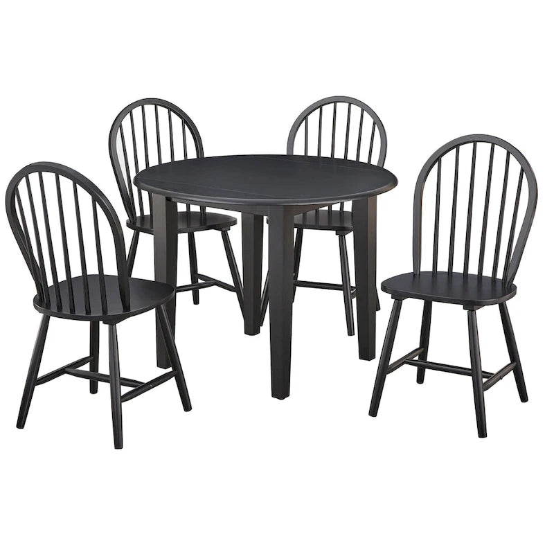 Set da pranzo da 5 pezzi Rollo in legno massello con ante a ribalta Simple Living