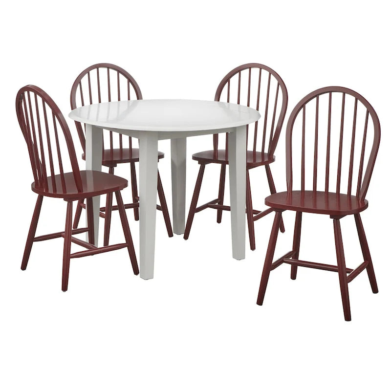 Set da pranzo da 5 pezzi Rollo in legno massello con ante a ribalta Simple Living