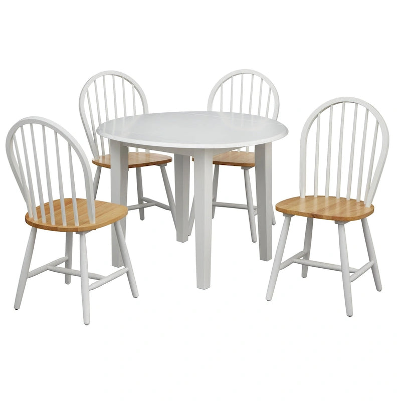 Set da pranzo da 5 pezzi Rollo in legno massello con ante a ribalta Simple Living