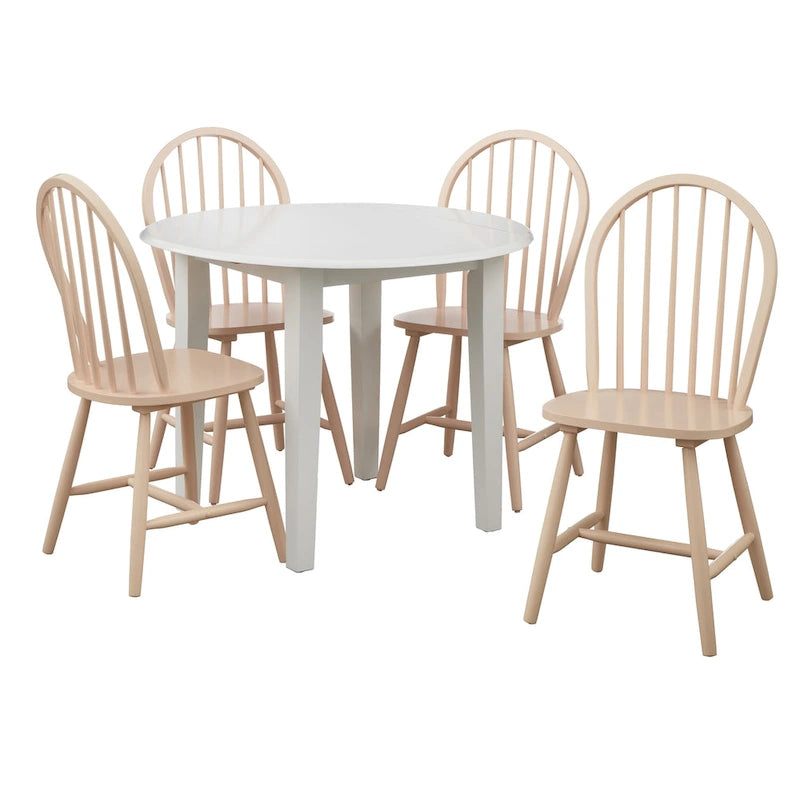 Set da pranzo da 5 pezzi Rollo in legno massello con ante a ribalta Simple Living