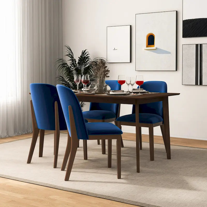 Bellar Mid Century Modern Linen/Velvet Dining Chair (Set of 2)