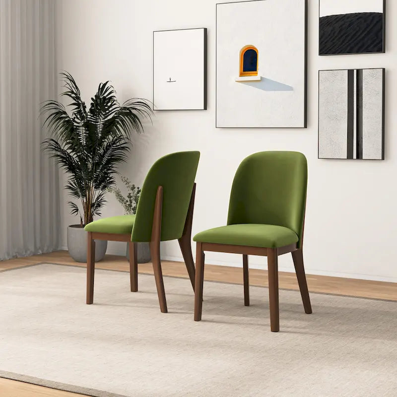 Bellar Mid Century Modern Linen/Velvet Dining Chair (Set of 2)