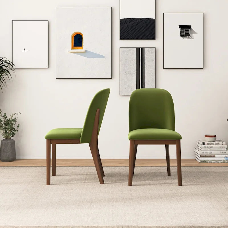 Bellar Mid Century Modern Linen/Velvet Dining Chair (Set of 2)