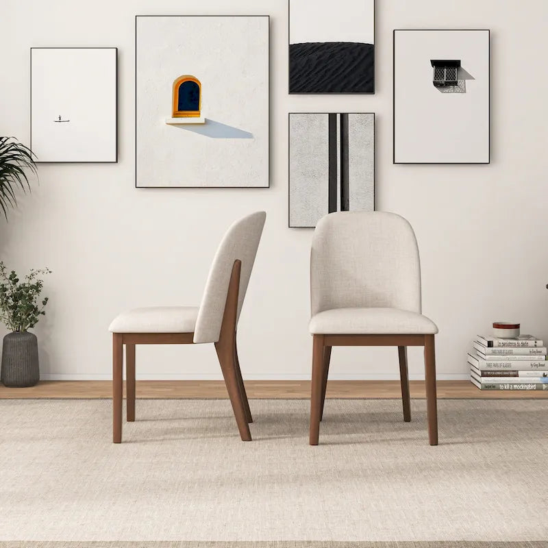 Bellar Mid Century Modern Linen/Velvet Dining Chair (Set of 2)