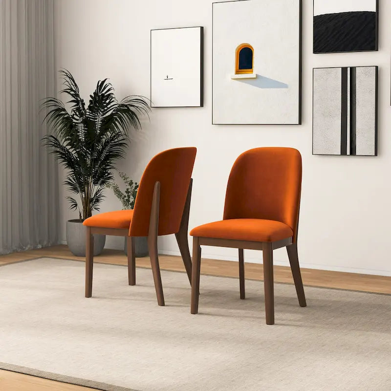Bellar Mid Century Modern Linen/Velvet Dining Chair (Set of 2)