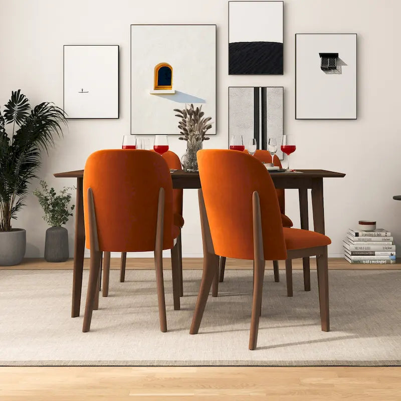 Bellar Mid Century Modern Linen/Velvet Dining Chair (Set of 2)