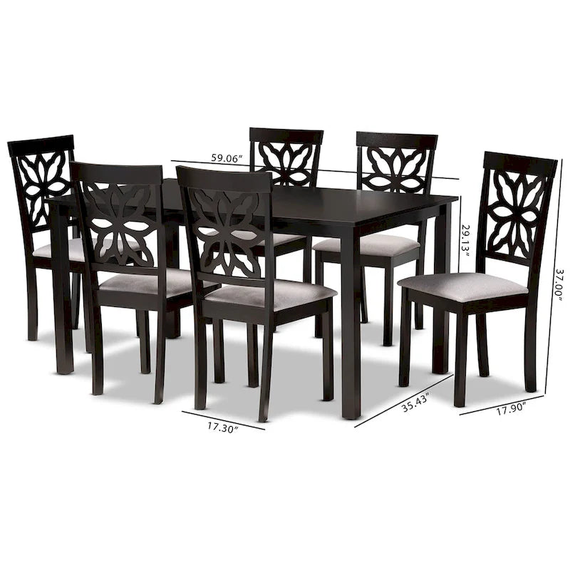 Set da pranzo da 7 pezzi Dallas moderno e contemporaneo in legno