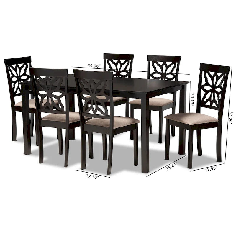 Set da pranzo da 7 pezzi Dallas moderno e contemporaneo in legno
