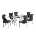 Set da pranzo Best Quality Furniture di 7 pezzi con borchie in acciaio inossidabile