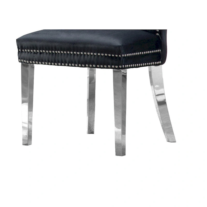 Set da pranzo Best Quality Furniture di 7 pezzi con borchie in acciaio inossidabile