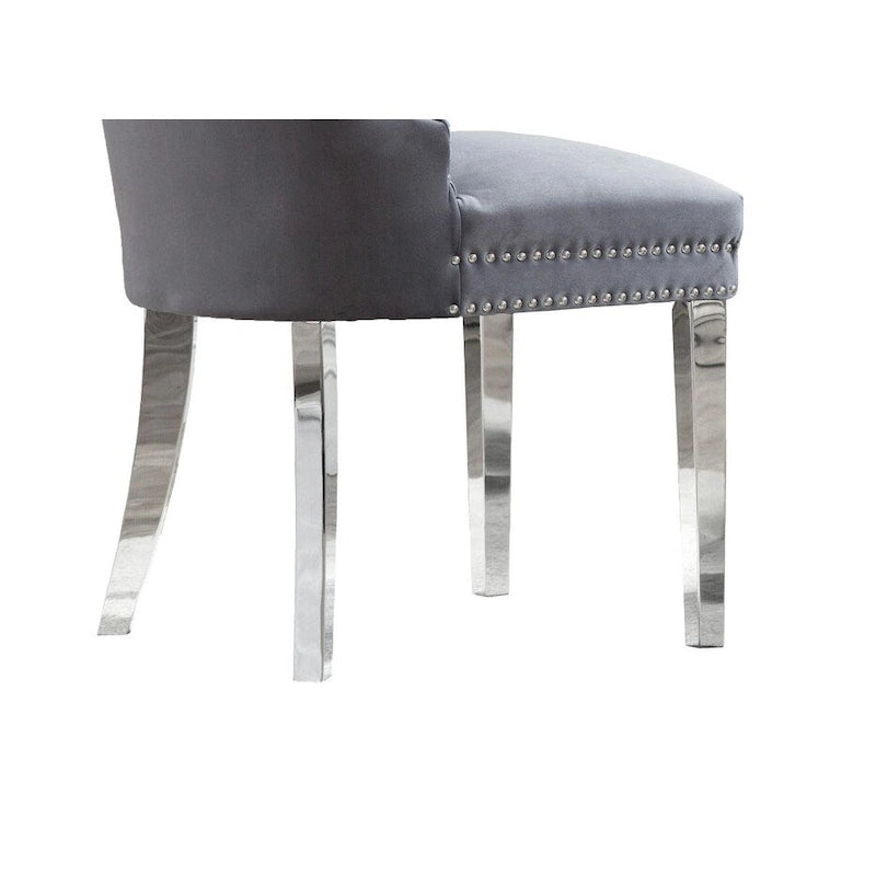 Set da pranzo Best Quality Furniture di 7 pezzi con borchie in acciaio inossidabile