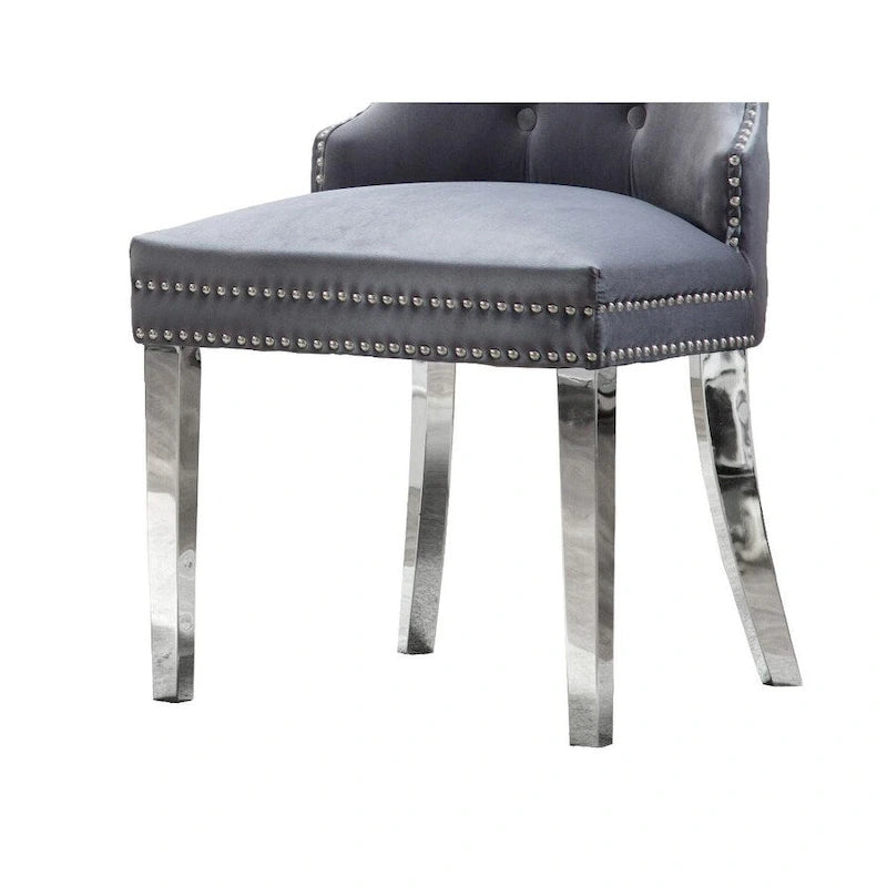 Set da pranzo Best Quality Furniture di 7 pezzi con borchie in acciaio inossidabile