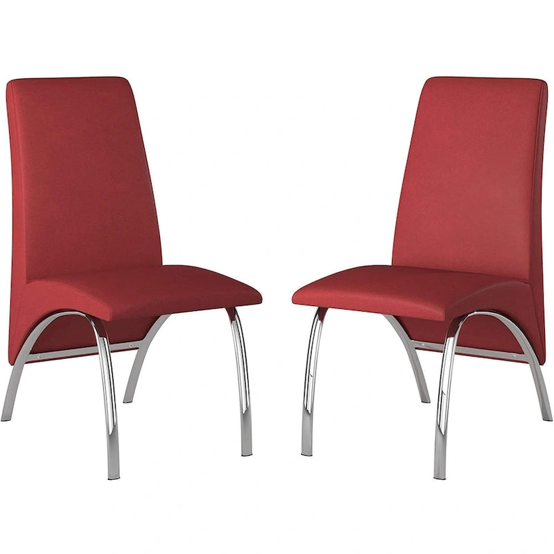 Sedia da pranzo Hamil in similpelle con gambe cromate, set da 2