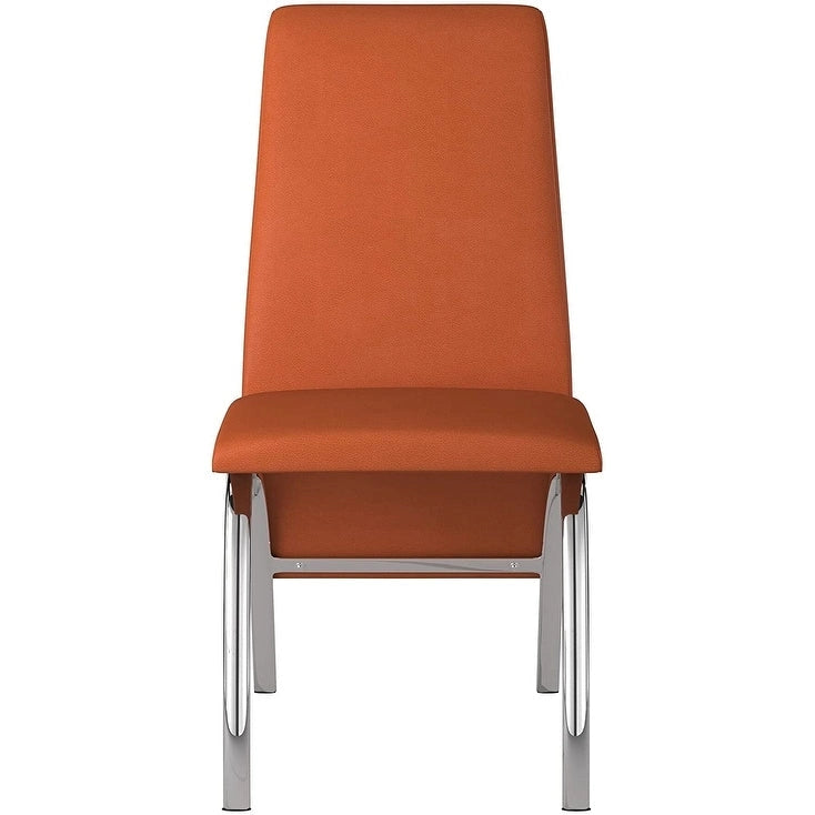 Sedia da pranzo Hamil in similpelle con gambe cromate, set da 2
