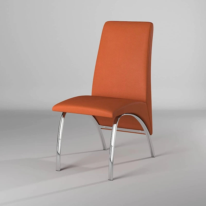 Sedia da pranzo Hamil in similpelle con gambe cromate, set da 2