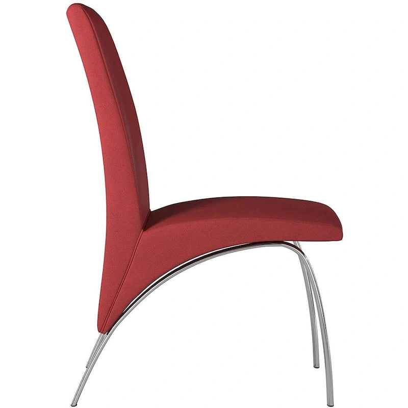 Sedia da pranzo Hamil in similpelle con gambe cromate, set da 2