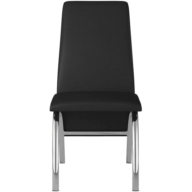 Sedia da pranzo Hamil in similpelle con gambe cromate, set da 2