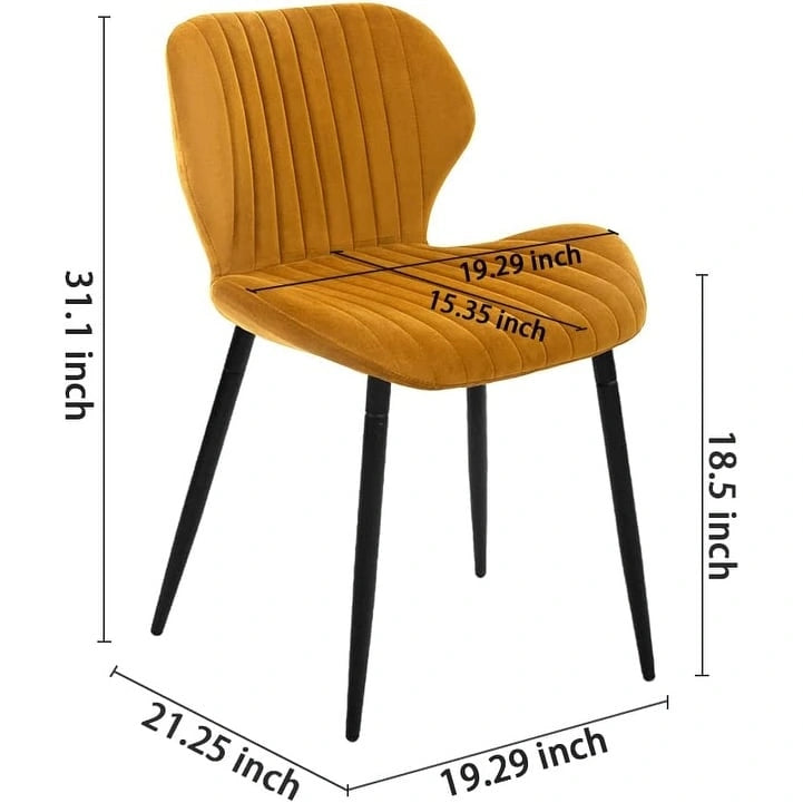 Sedie da pranzo moderne imbottite con gambe in metallo, set da 2, marrone