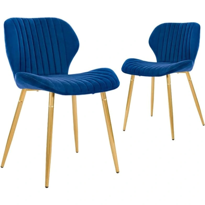Sedie da pranzo moderne imbottite con gambe in metallo, set da 2, marrone
