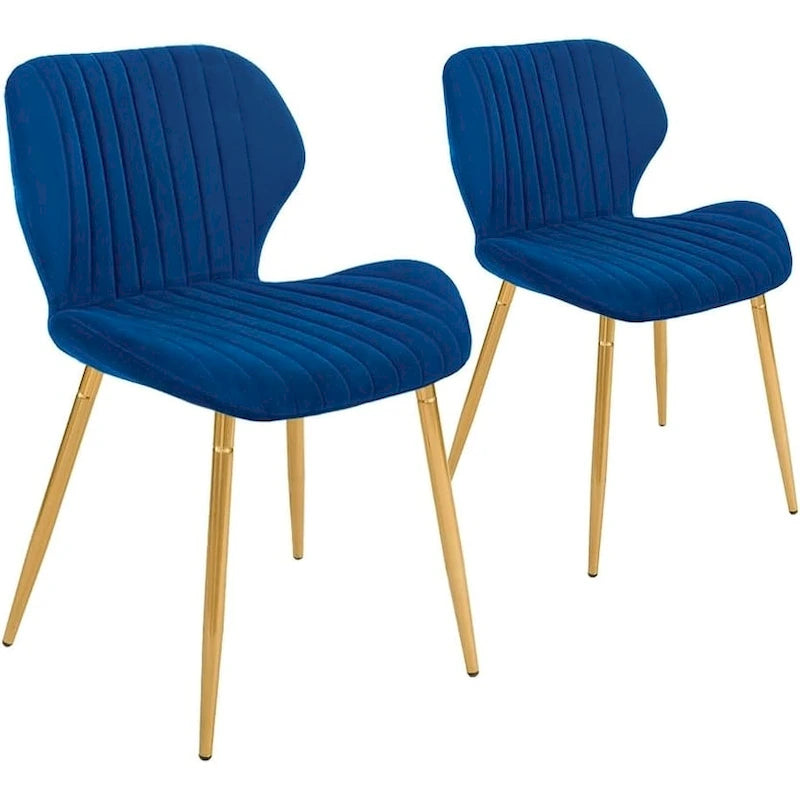 Sedie da pranzo moderne imbottite con gambe in metallo, set da 2, marrone