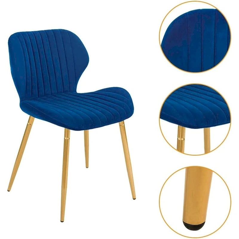 Sedie da pranzo moderne imbottite con gambe in metallo, set da 2, marrone
