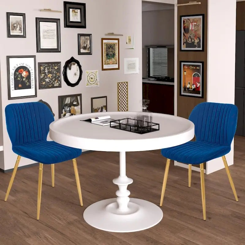 Sedie da pranzo moderne imbottite con gambe in metallo, set da 2, marrone