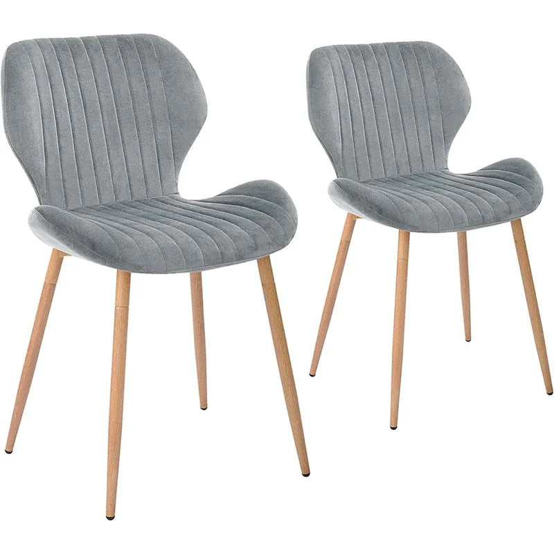 Sedie da pranzo moderne imbottite con gambe in metallo, set da 2, marrone
