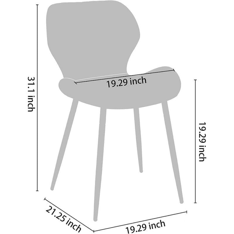 Sedie da pranzo moderne imbottite con gambe in metallo, set da 2, marrone