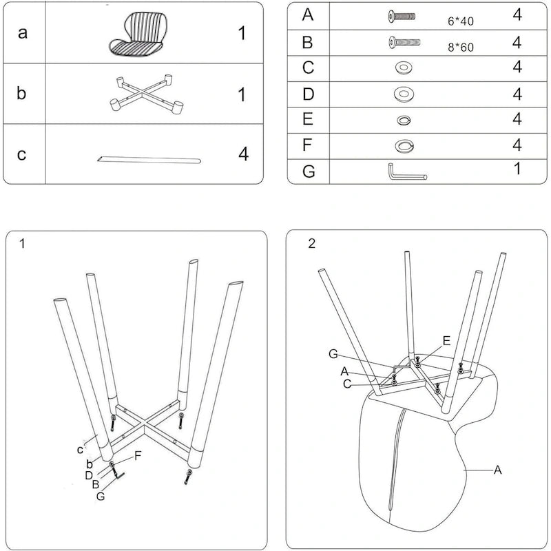 Sedie da pranzo moderne imbottite con gambe in metallo, set da 2, marrone